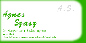 agnes szasz business card